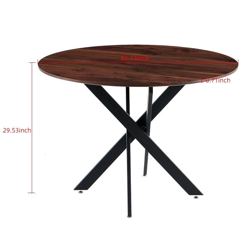 Table de salle à manger de style mid-century avec plateau rond et pied central