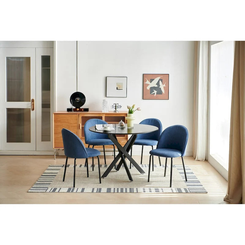 Table de salle à manger de style mid-century avec plateau rond et pied central