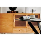 Table de salle à manger de style mid-century avec plateau rond et pied central