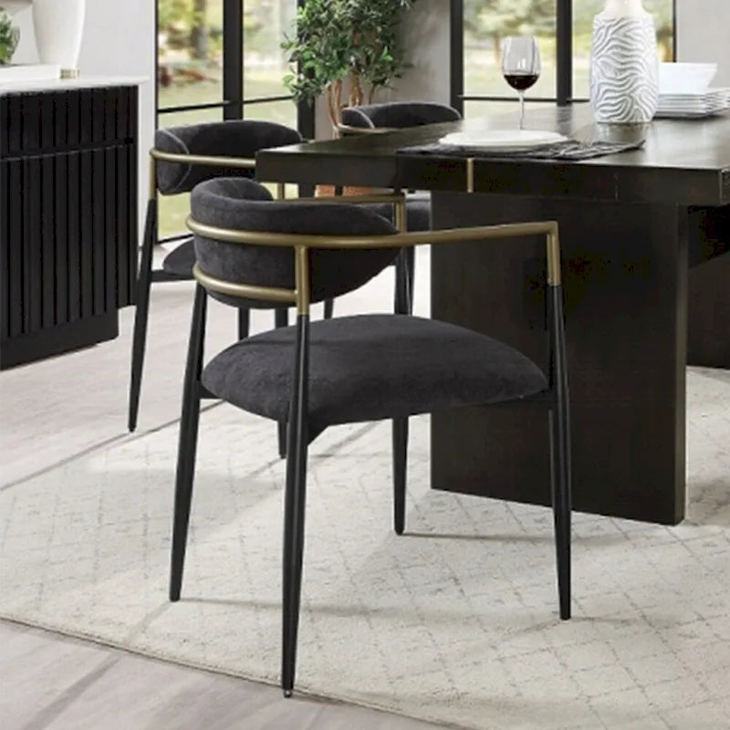 ACME Jaramillo SIDE CHAIR (SET-2) Black Fabric & Black Finish