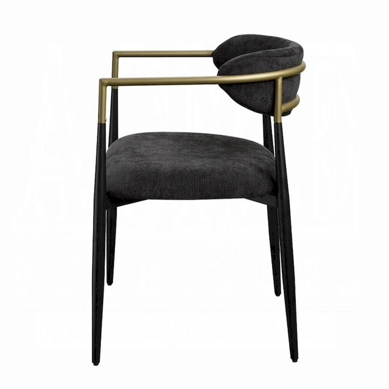 Chaise d'appoint ACME Jaramillo (lot de 2) Tissu noir et finition noire