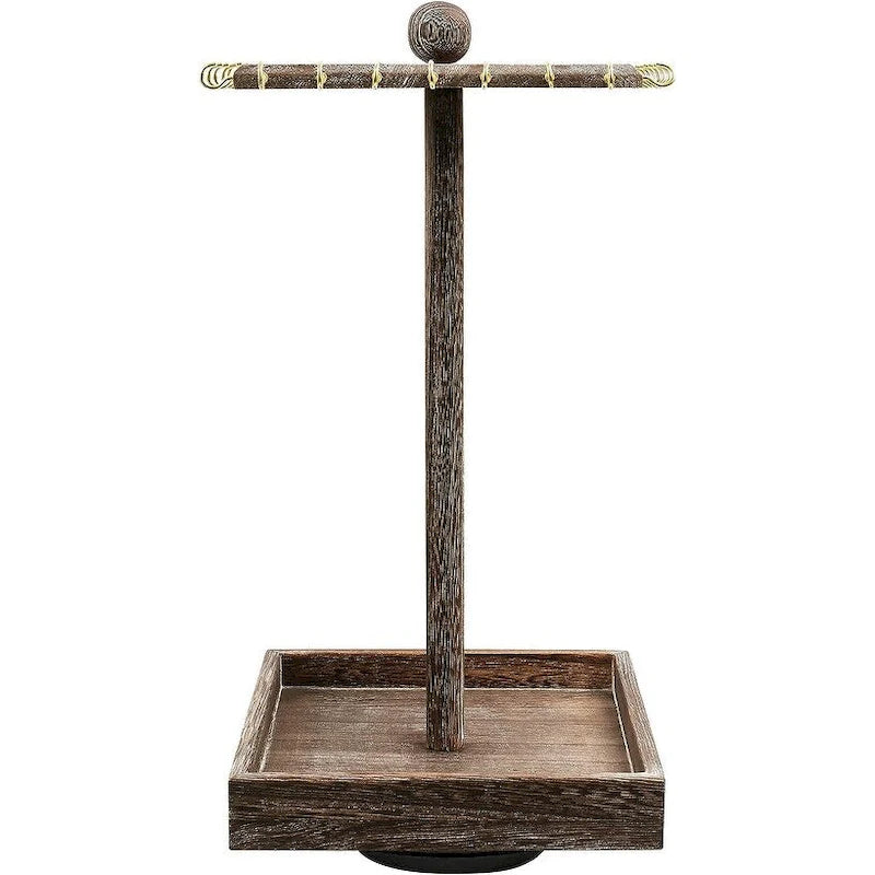 Organisateur de bijoux rotatif en bois - S