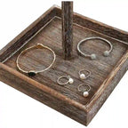 Organisateur de bijoux rotatif en bois - S