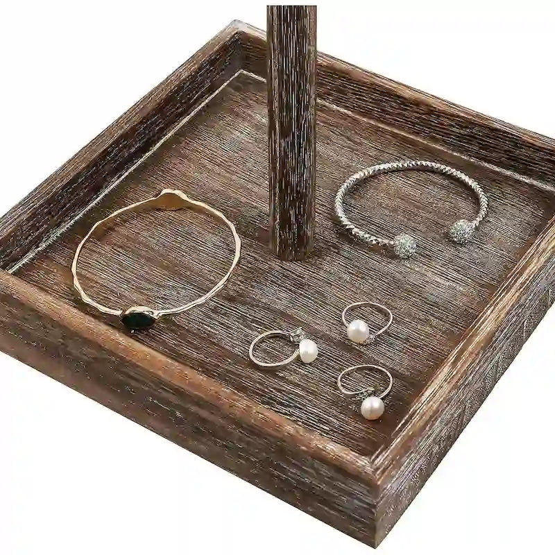 Organisateur de bijoux rotatif en bois - S