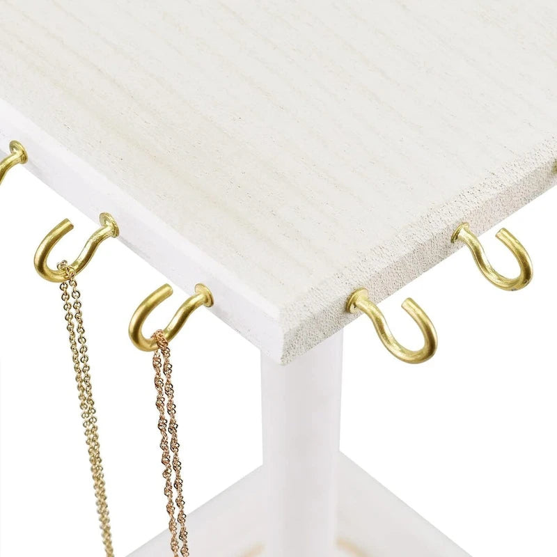 Organisateur de bijoux rotatif en bois - S