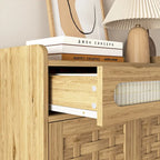 Meuble moderne avec tiroir et étagère réglable, style porte de grange, idéal pour la cuisine, la salle à manger, la salle de bain ou l'entrée.