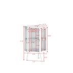 Meuble d'angle au sol, 3 niveaux avec portes en verre trempé et étagères de rangement