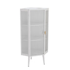 Meuble d'angle au sol, 3 niveaux avec portes en verre trempé et étagères de rangement