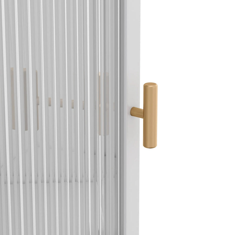 Meuble d'angle au sol, 3 niveaux avec portes en verre trempé et étagères de rangement