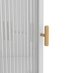 Meuble d'angle au sol, 3 niveaux avec portes en verre trempé et étagères de rangement