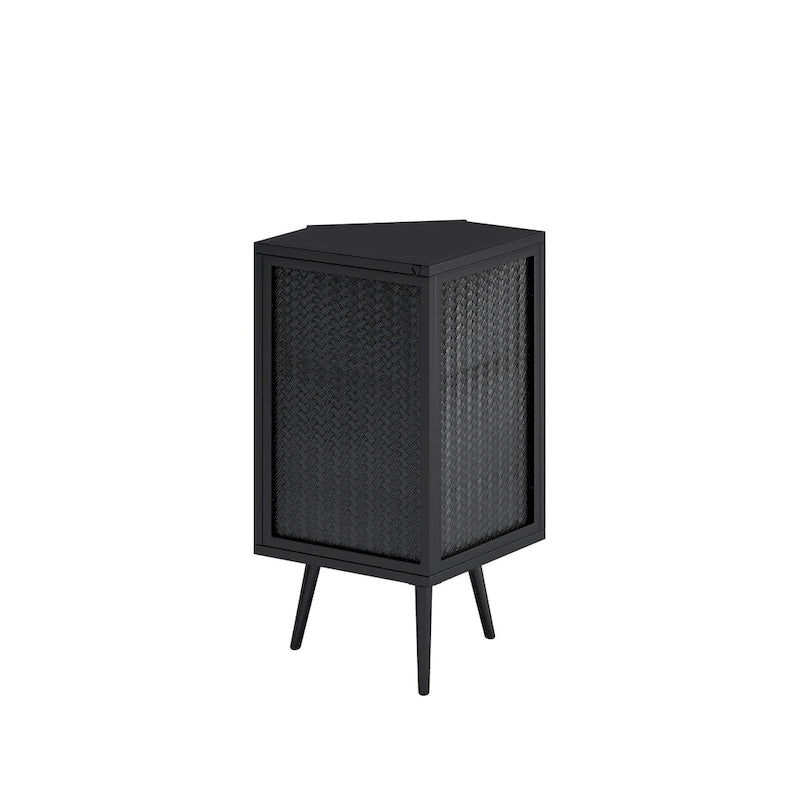 Meuble d'angle au sol, 3 niveaux avec portes en verre trempé et étagères de rangement