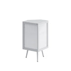 Meuble d'angle au sol, 3 niveaux avec portes en verre trempé et étagères de rangement
