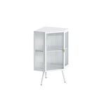 Meuble d'angle au sol, 3 niveaux avec portes en verre trempé et étagères de rangement