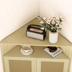 Meuble d'angle à 4 niveaux avec portes et étagères, bar autoportant en rotin - 56,5 cm (P) x 40 cm (L) x 100,5 cm (H)