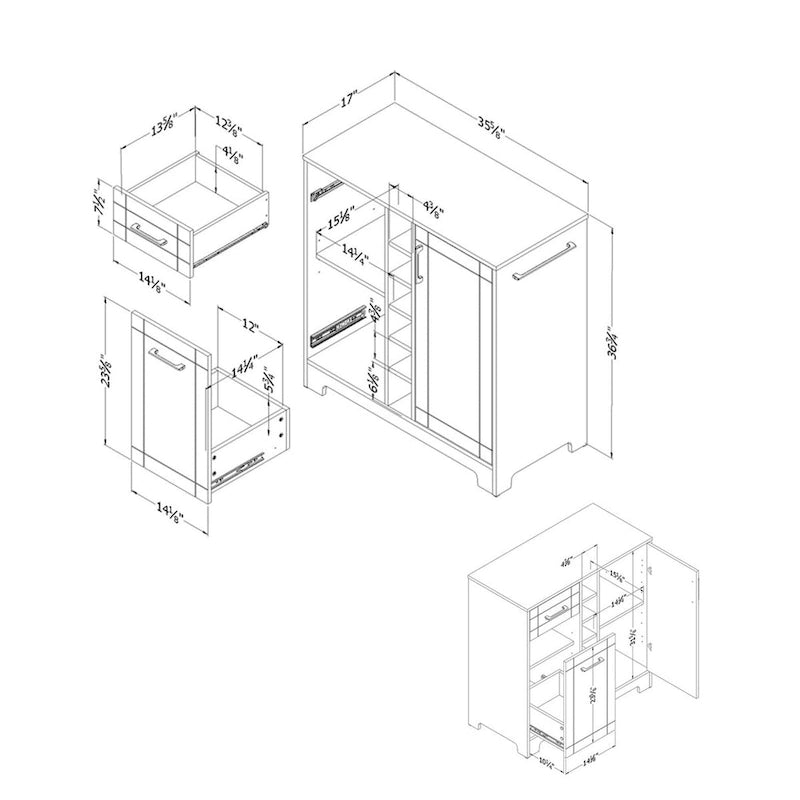 Meuble bar South Shore Vietti avec rangement pour bouteilles et verres