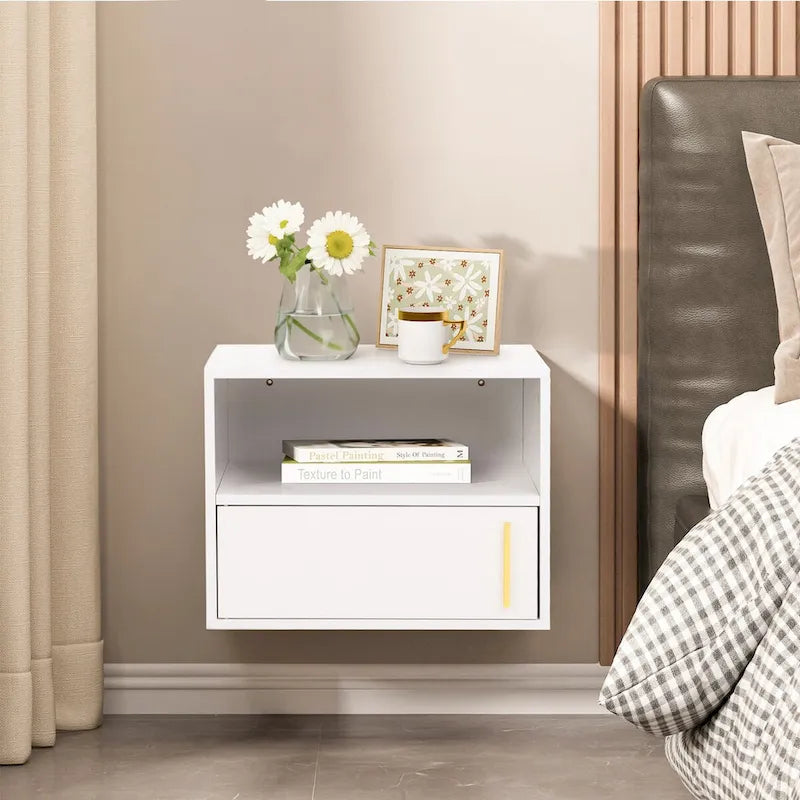 Ensemble de 2 tables de chevet murales en bois