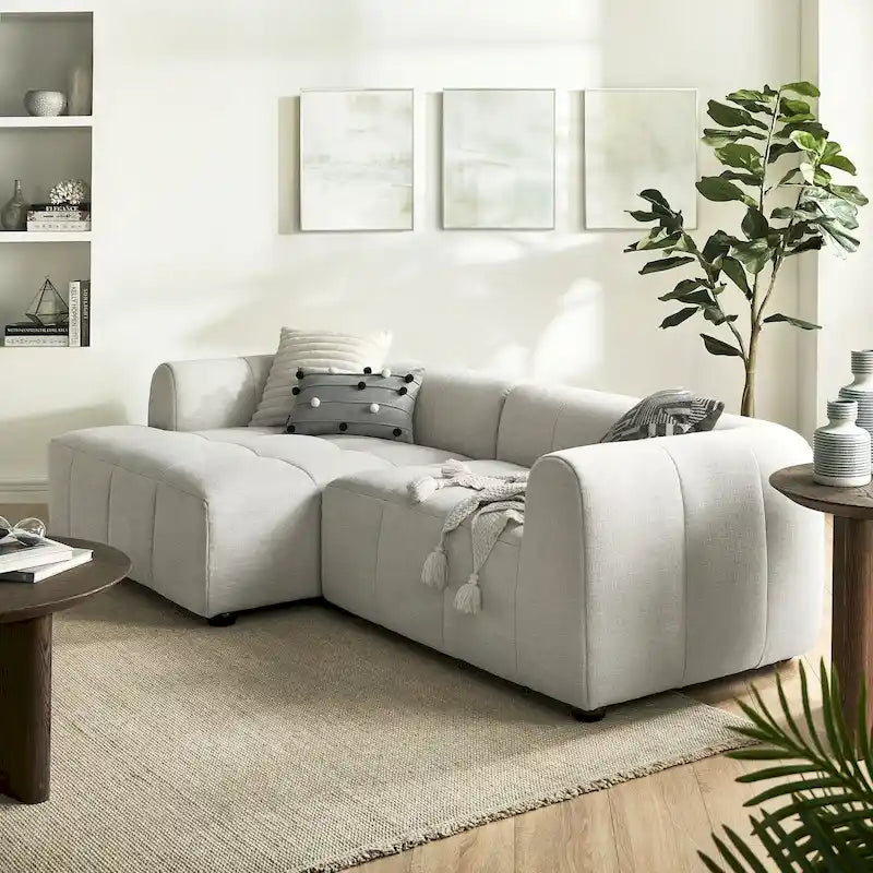 Canapé modulaire Liana en tissu rembourré avec méridienne, orientation gauche