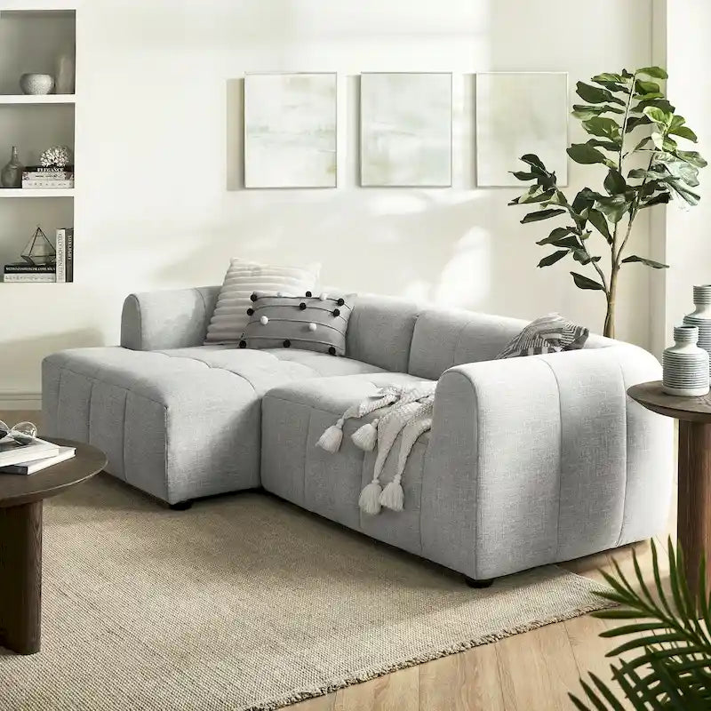 Canapé modulaire Liana en tissu rembourré avec méridienne, orientation gauche