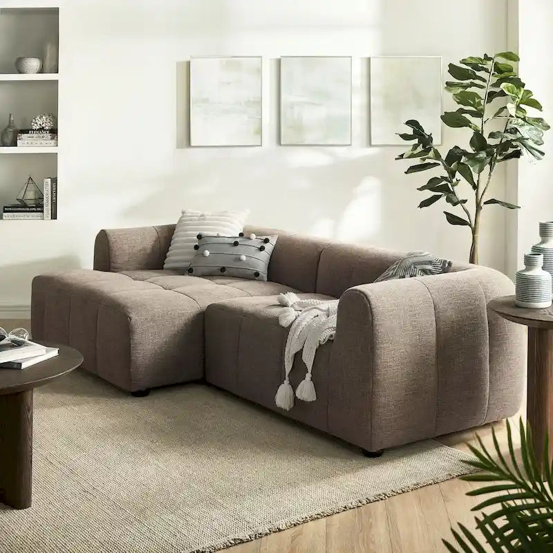 Canapé modulaire Liana en tissu rembourré avec méridienne, orientation gauche