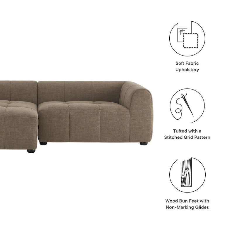 Canapé modulaire Liana en tissu rembourré avec méridienne, orientation gauche