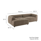 Canapé modulaire Liana en tissu rembourré avec méridienne, orientation gauche