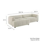 Canapé modulaire Liana en tissu rembourré avec méridienne, orientation gauche