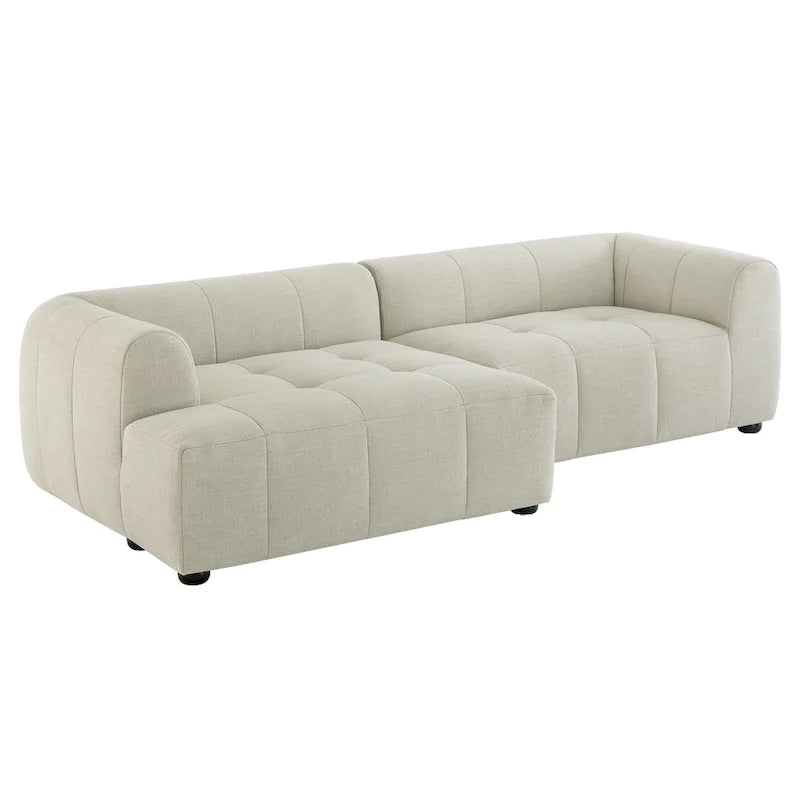 Canapé modulaire Liana en tissu rembourré avec méridienne, orientation gauche