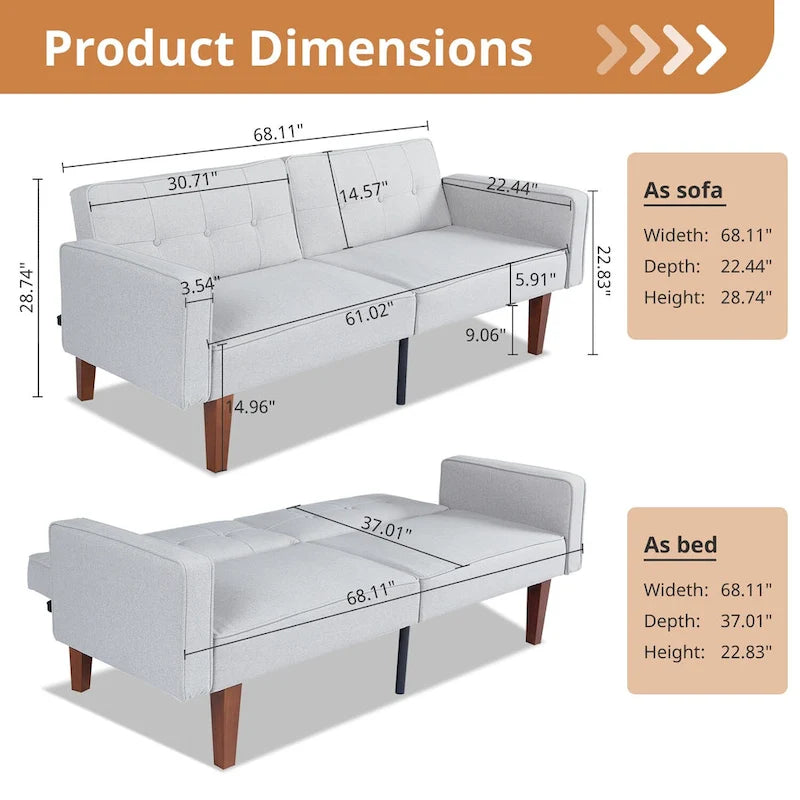 Canapé-lit futon en mousse à mémoire de forme, canapé-lit convertible, canapé deux places pliable
