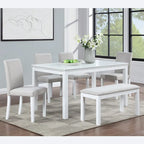 Table de salle à manger rectangulaire en bois avec banc et 4 chaises