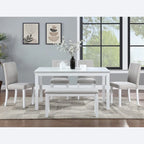 Table de salle à manger rectangulaire en bois avec banc et 4 chaises
