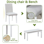 Table de salle à manger rectangulaire en bois avec banc et 4 chaises