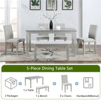 Table de salle à manger rectangulaire en bois avec banc et 4 chaises