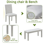 Table de salle à manger rectangulaire en bois avec banc et 4 chaises