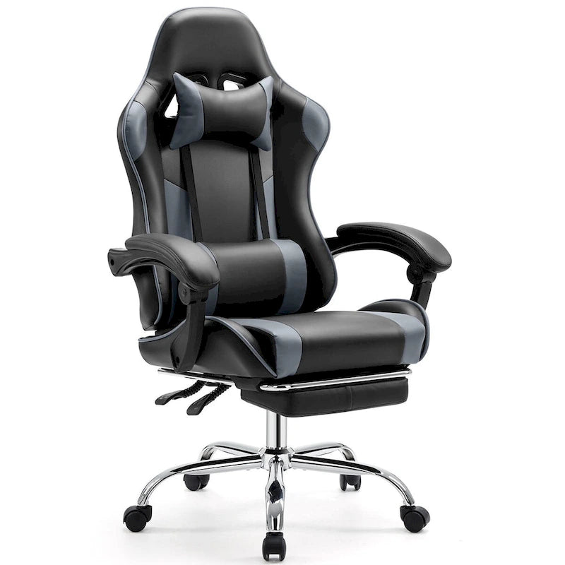 Chaise de bureau pivotante en cuir PU pour jeux vidéo