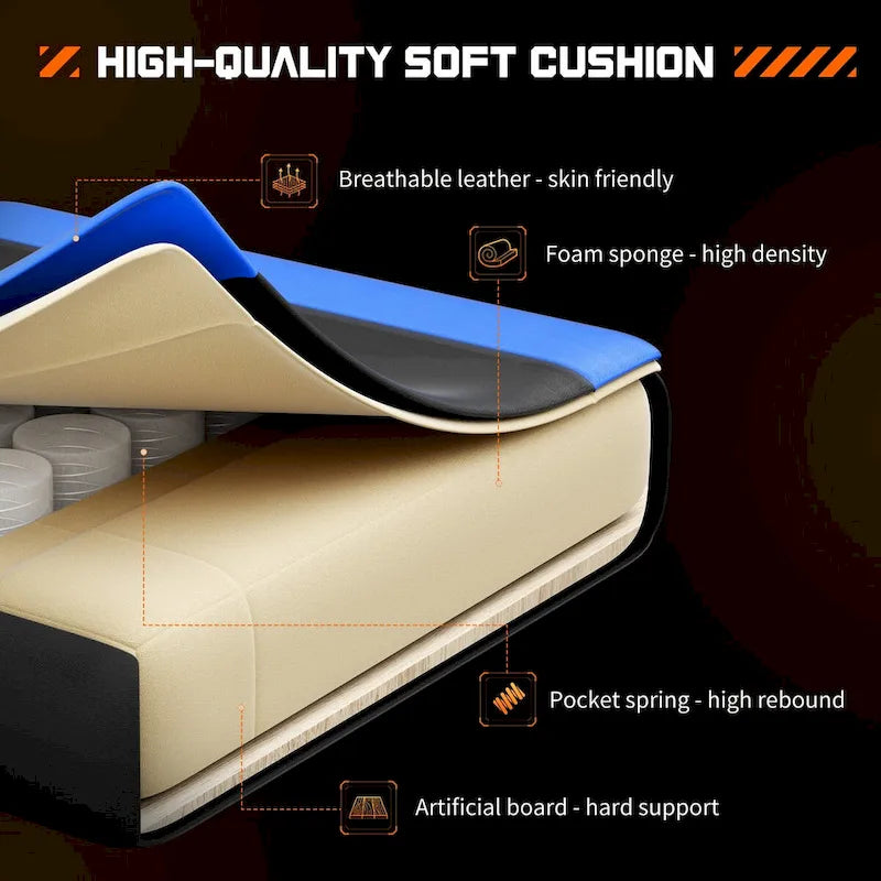 Chaise de bureau pivotante en cuir PU pour jeux vidéo