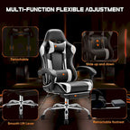 Chaise de bureau pivotante en cuir PU pour jeux vidéo
