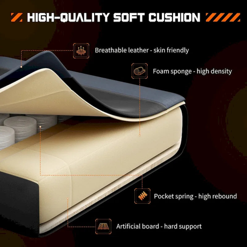 Chaise de bureau pivotante en cuir PU pour jeux vidéo