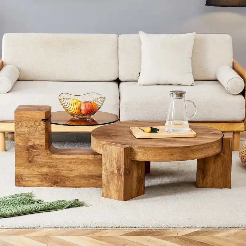 La table basse double plateau détachable, grâce à sa conception détachable, offre une plus grande flexibilité d'utilisation de l'espace.