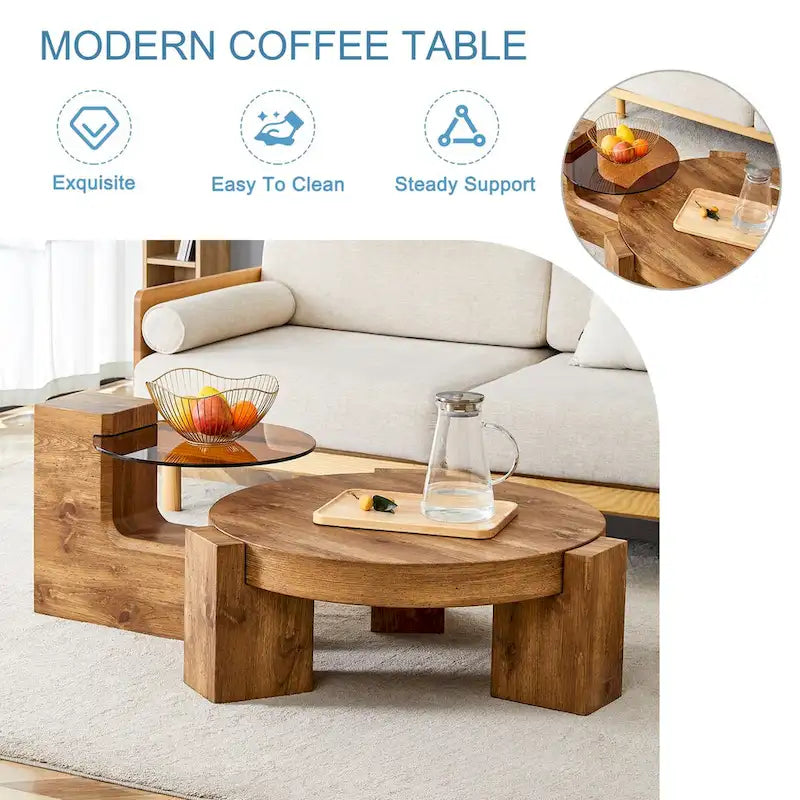 La table basse double plateau détachable, grâce à sa conception détachable, offre une plus grande flexibilité d'utilisation de l'espace.