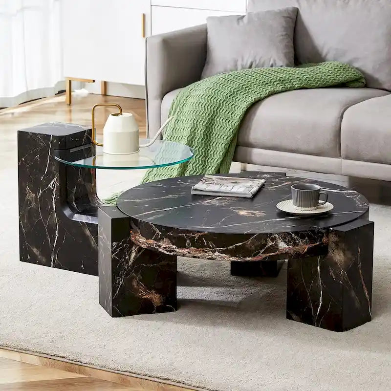 La table basse double plateau détachable, grâce à sa conception détachable, offre une plus grande flexibilité d'utilisation de l'espace.