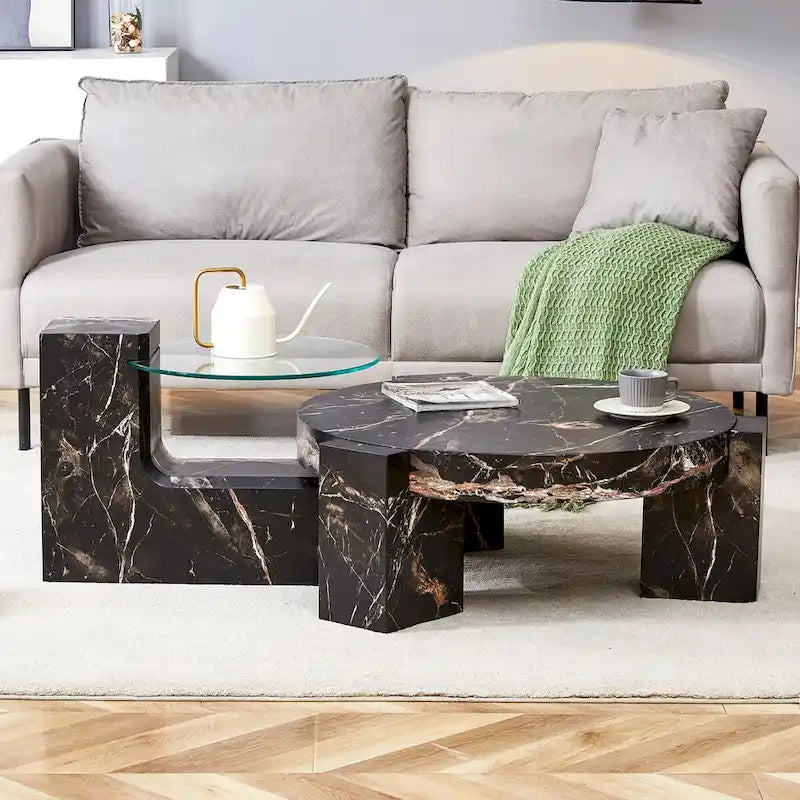 La table basse double plateau détachable, grâce à sa conception détachable, offre une plus grande flexibilité d'utilisation de l'espace.