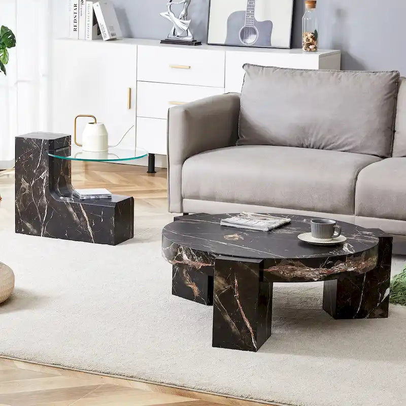 La table basse double plateau détachable, grâce à sa conception détachable, offre une plus grande flexibilité d'utilisation de l'espace.
