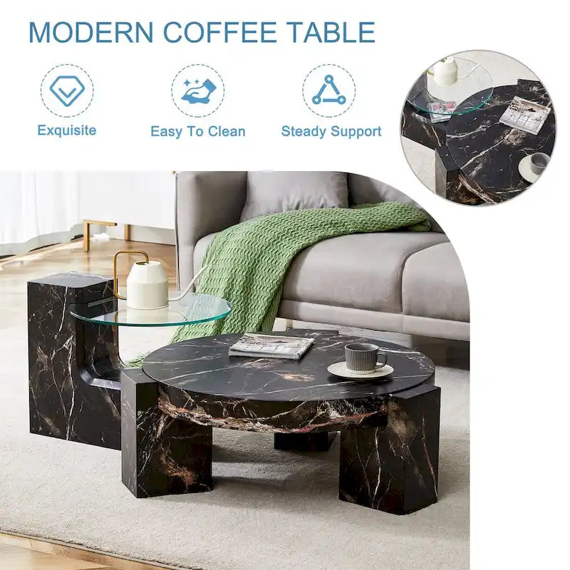 La table basse double plateau détachable, grâce à sa conception détachable, offre une plus grande flexibilité d'utilisation de l'espace.