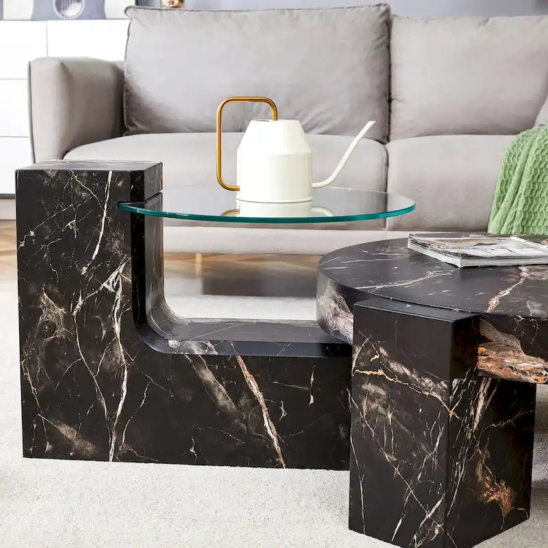 La table basse double plateau détachable, grâce à sa conception détachable, offre une plus grande flexibilité d'utilisation de l'espace.