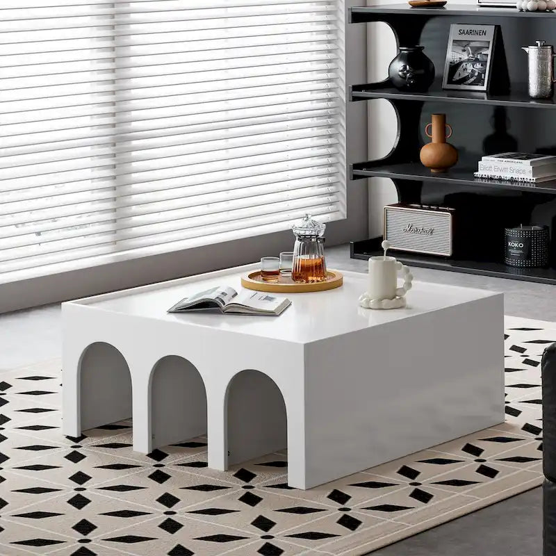 Étagère multifonctionnelle blanche à 4 niveaux faisant également office de table basse, bibliothèque de sol créative et minimaliste, étagères de rangement.