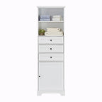 Armoire de rangement haute avec 3 tiroirs et étagères réglables pour salle de bain