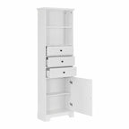 Armoire de rangement haute avec 3 tiroirs et étagères réglables pour salle de bain