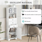 Armoire de rangement haute avec 3 tiroirs et étagères réglables pour salle de bain