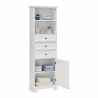 Armoire de rangement haute avec 3 tiroirs et étagères réglables pour salle de bain