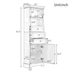 Armoire de rangement haute avec 3 tiroirs et étagères réglables pour salle de bain